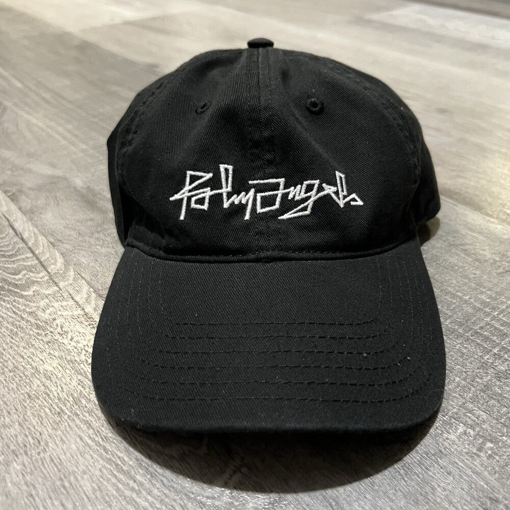 Palm Angels Graffiti Logo Black/White Strap Back Cap Hat Men One Size Dad Hat